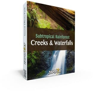 Subtropical rainforest creeks and waterfall sound effects pack