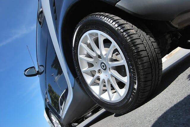 Close up of a car wheel